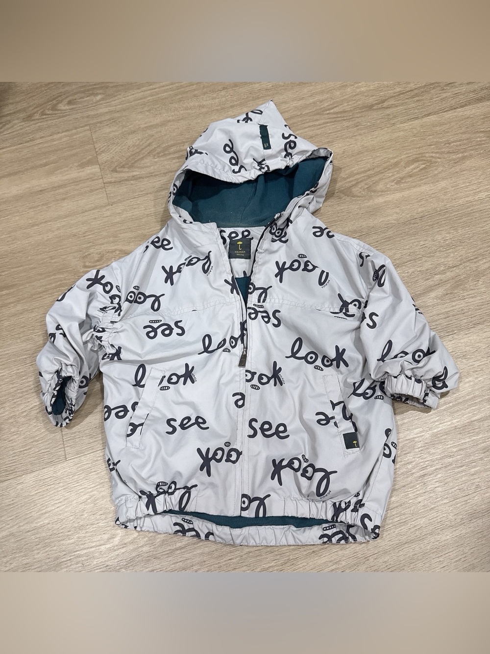 moimoln Kids White & Navy Graphic Hooded Jacket 100cm 2Y